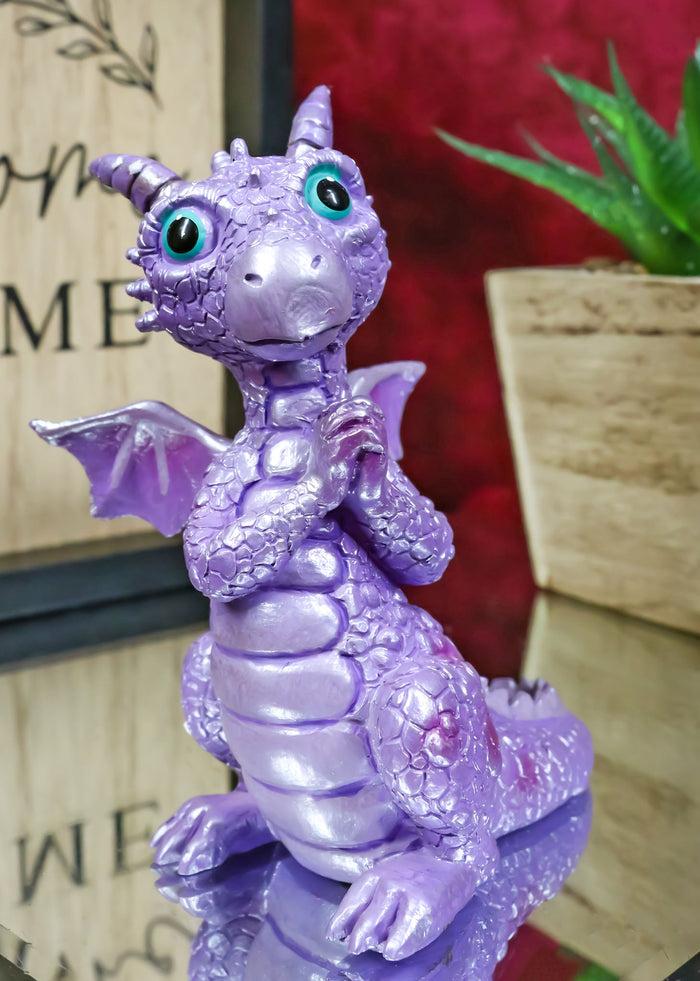 ebros gift Night Fury Purple Twilight Dragon Figurine 3.75"H Miniature Wishing Dragon Decor