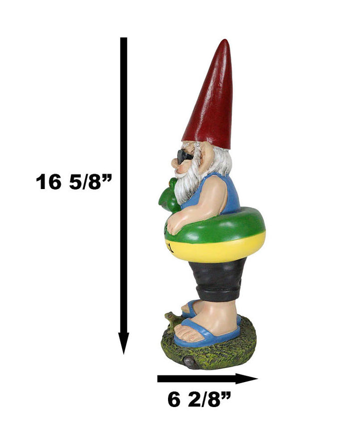 Ebros Gift No Peeing In The Pool Lifeguard Vacation Gnome In Shades And Frog Float Statue
