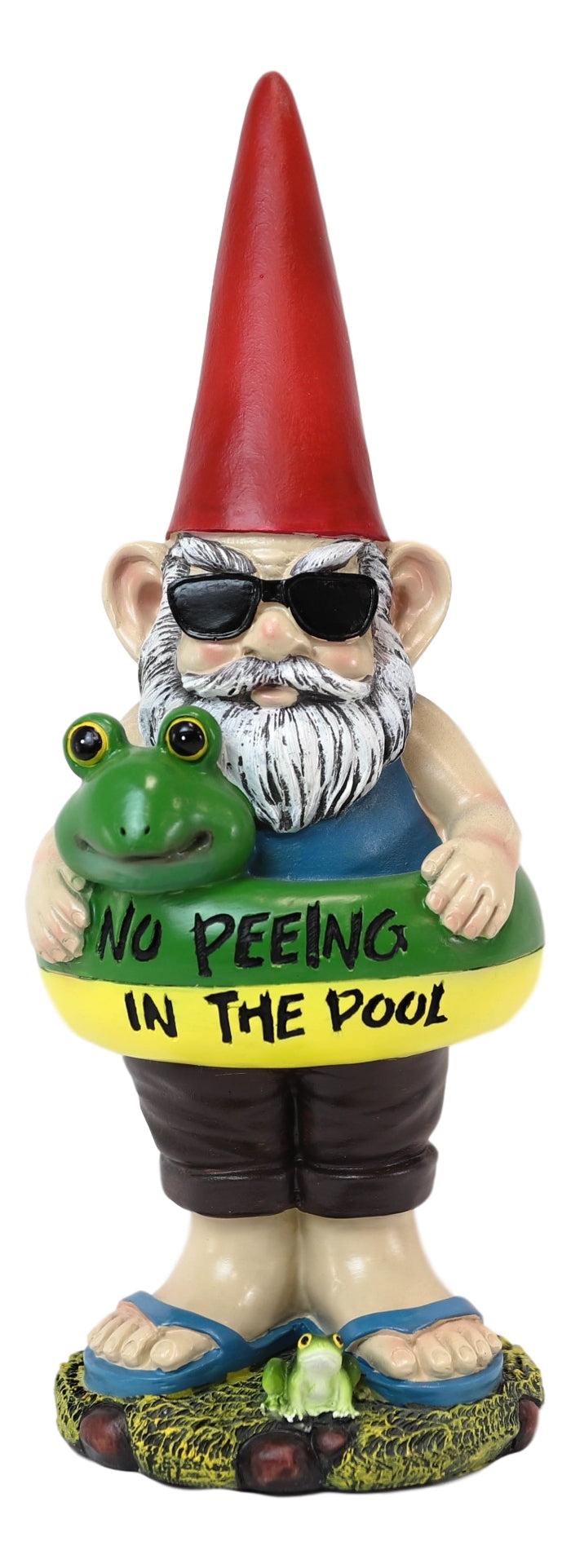 Ebros Gift No Peeing In The Pool Lifeguard Vacation Gnome In Shades And Frog Float Statue