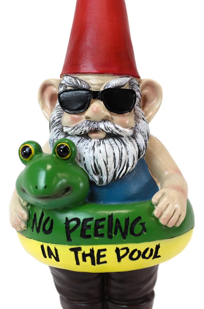 Ebros Gift No Peeing In The Pool Lifeguard Vacation Gnome In Shades And Frog Float Statue