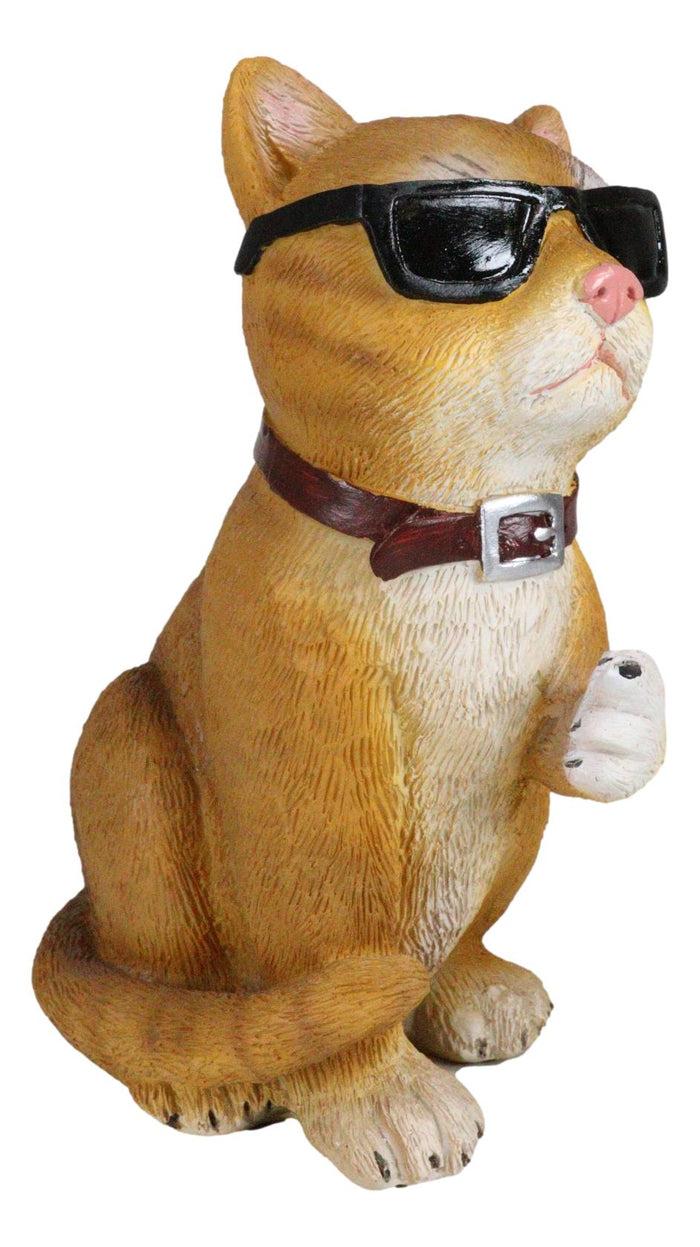 Ebros Gift No Pussies Here Tabby Cat With Shades Flipping The Bird Middle Finger Figurine