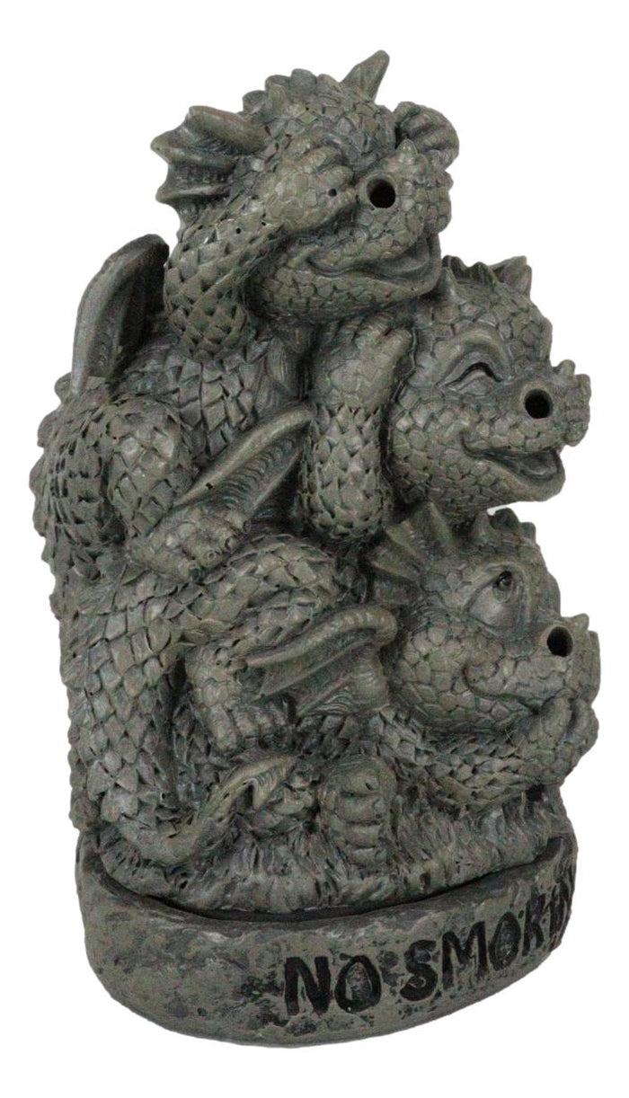 Ebros Gift No Smoking See Hear Speak No Evil Whimsical Dragons Backflow Incense Burner