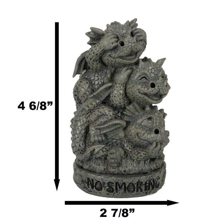 Ebros Gift No Smoking See Hear Speak No Evil Whimsical Dragons Backflow Incense Burner