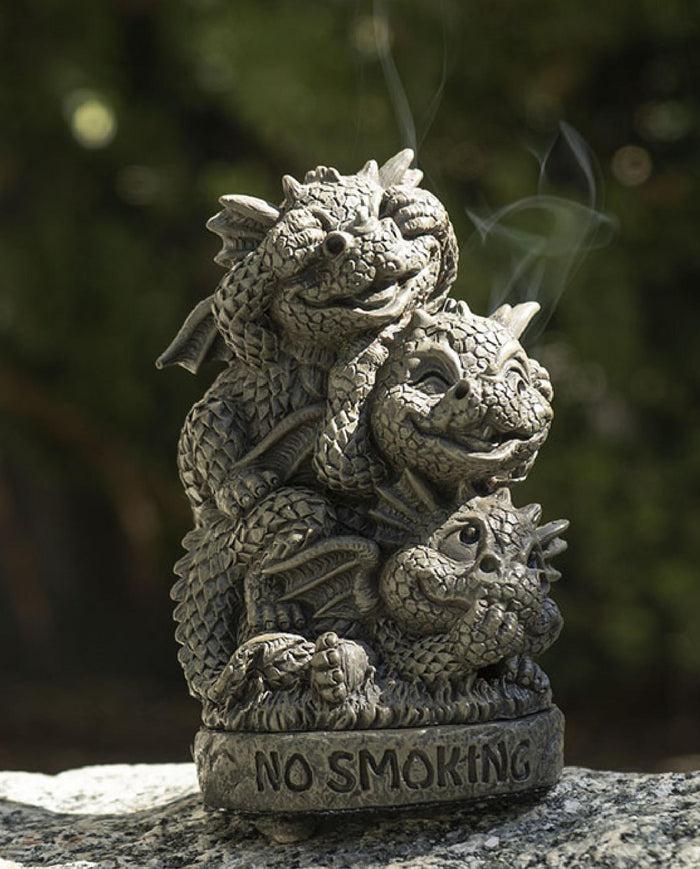 ebros gift No Smoking See Hear Speak No Evil Whimsical Dragons Backflow Incense Burner