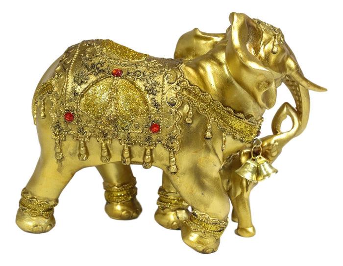 Ebros Gift Noble Golden Decorated Elephant Embracing Calf Buddha Figurine Sculpture