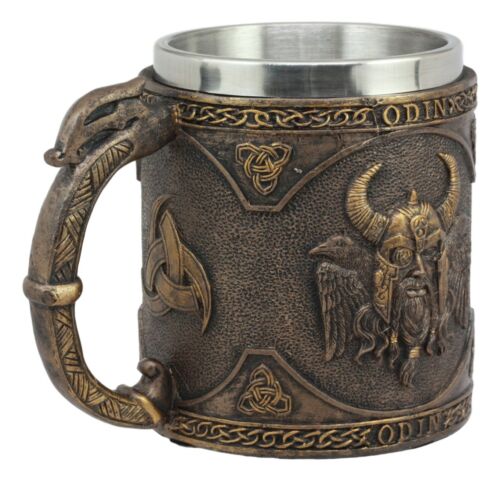 Ebros Gift Norse Mythology Viking God Odin Alfather Coffee Mug 13oz Resin Drink Cup Tankard