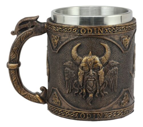 Ebros Gift Norse Mythology Viking God Odin Alfather Coffee Mug 13oz Resin Drink Cup Tankard