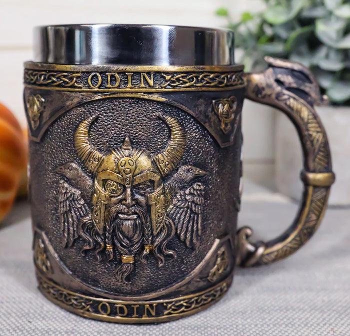 ebros gift Norse Mythology Viking God Odin Alfather Coffee Mug 13oz Resin Drink Cup Tankard
