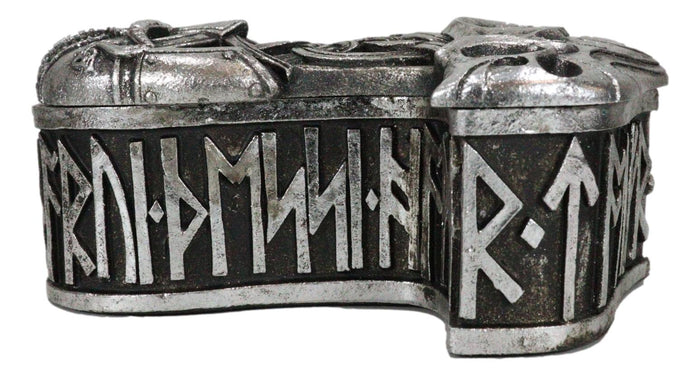 Ebros Gift Norse Runes Coat Of Arms Heraldry Thor Hammer Mjolnir Decorative Jewelry Box