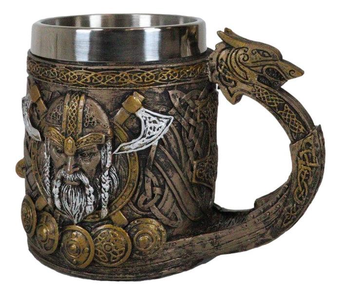 Ebros Gift Norse Viking God Thor Mjolnir Hammer With Longship Dragon Boat Coffee Mug Cup