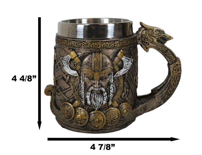Ebros Gift Norse Viking God Thor Mjolnir Hammer With Longship Dragon Boat Coffee Mug Cup