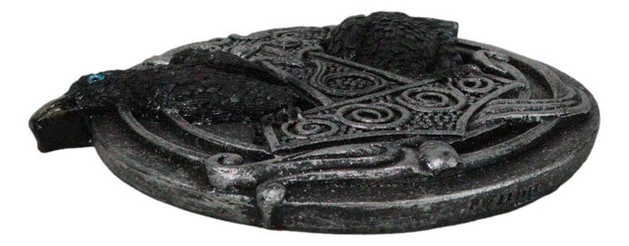 Ebros Gift Norse Viking Knotwork Thor Hammer Mjolnir With Black Ravens Incense Burner