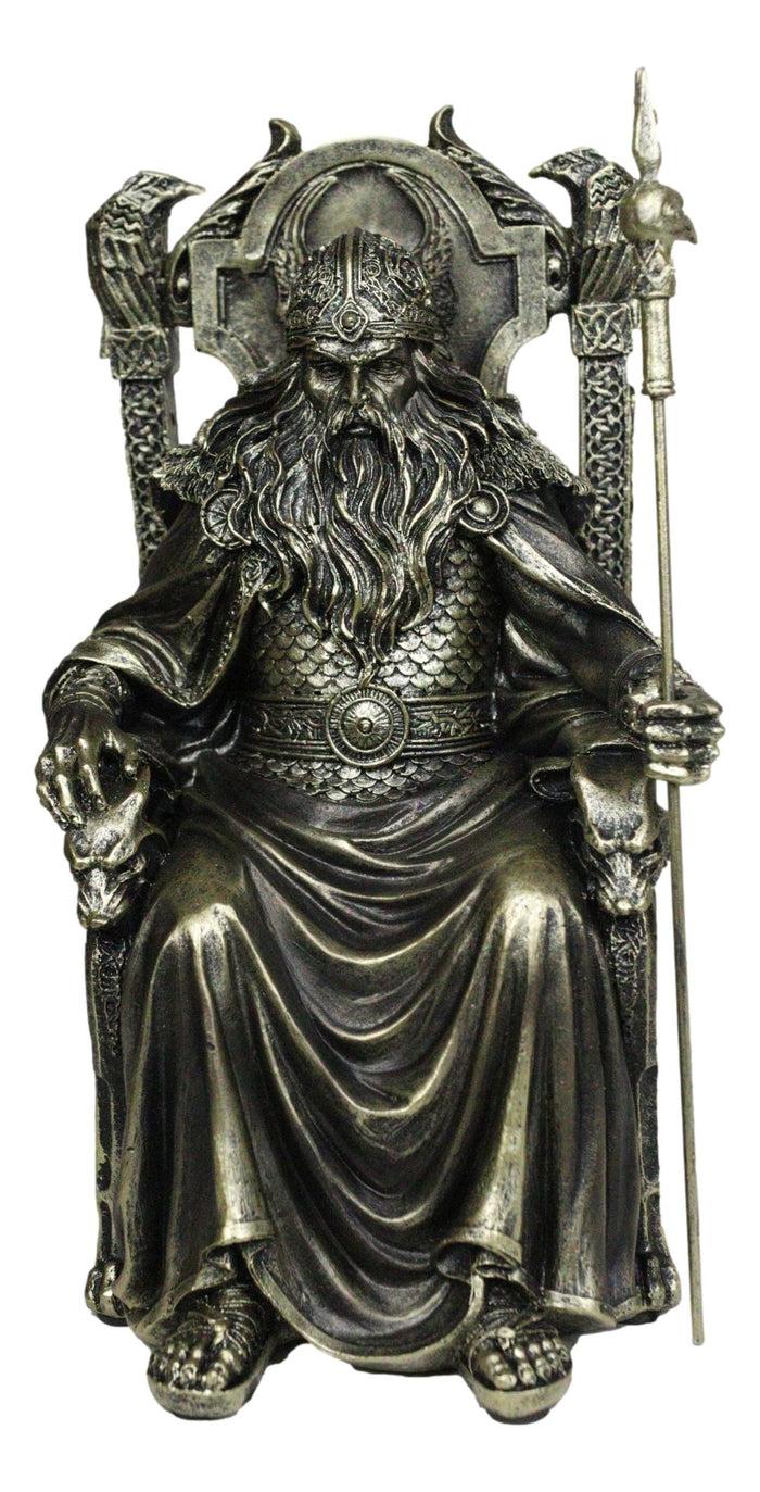 Ebros Gift Norse Viking Odin The Alfather Sitting On A Throne With Raven Spear Statue