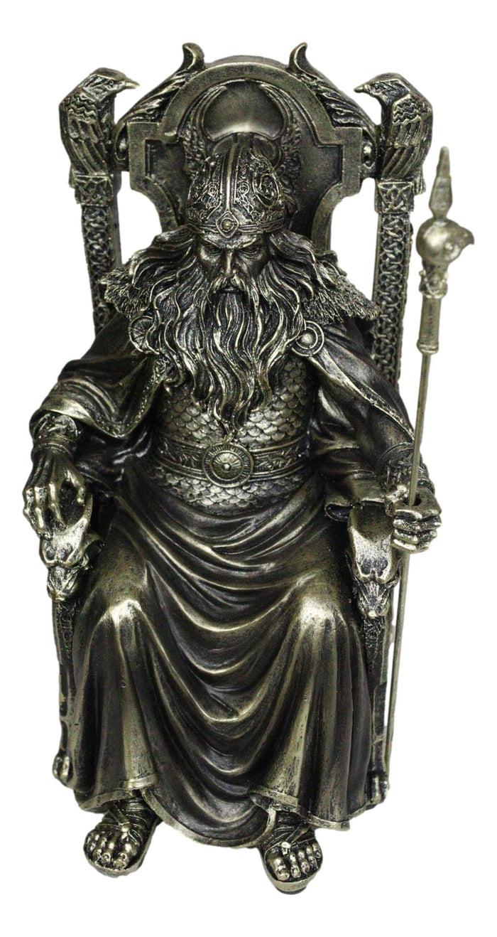 Ebros Gift Norse Viking Odin The Alfather Sitting On A Throne With Raven Spear Statue