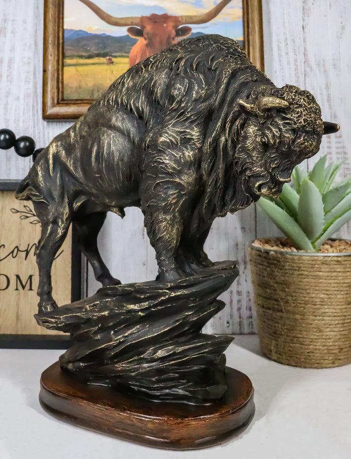 ebros gift North American Indian Plains Bison Buffalo Climbing Rock Cliff Slope Figurine