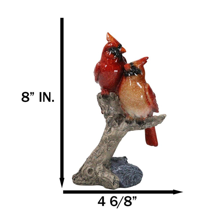 Ebros Gift Northern Male And Female Red Cardinal Birds Perching On Tree Branch Figurine