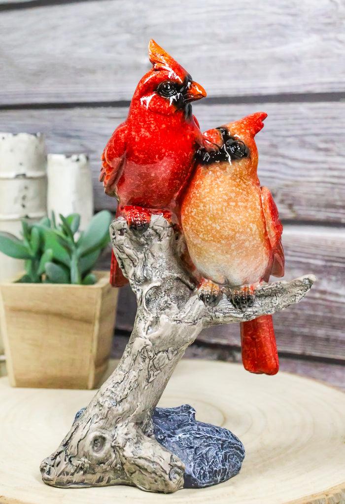 ebros gift Northern Male and Female Red Cardinal Birds Perching On Tree Branch Figurine