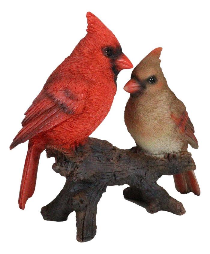Ebros Gift Northern Red And Brown Cardinal Male And Female Birds Couple On Branch Figurine