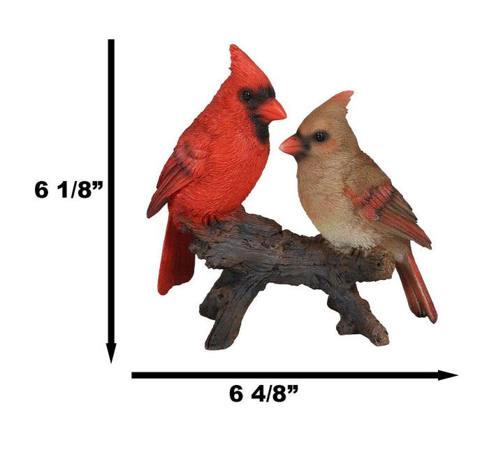 Ebros Gift Northern Red And Brown Cardinal Male And Female Birds Couple On Branch Figurine