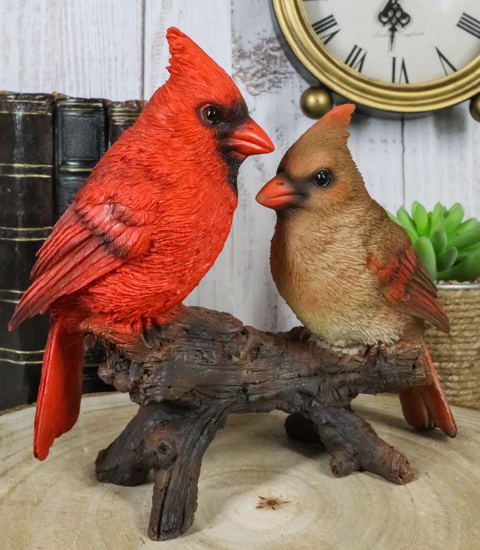 ebros gift Northern Red And Brown Cardinal Male And Female Birds Couple On Branch Figurine