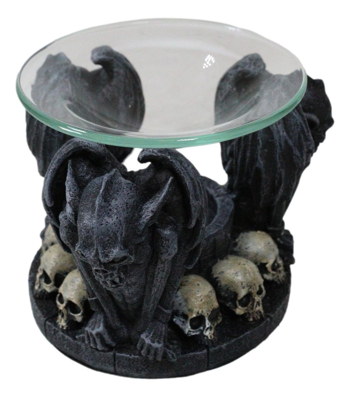 Ebros Gift Nosferatu Gothic Vampire Gargoyles With Skulls Votive Candle Heat Oil Warmer