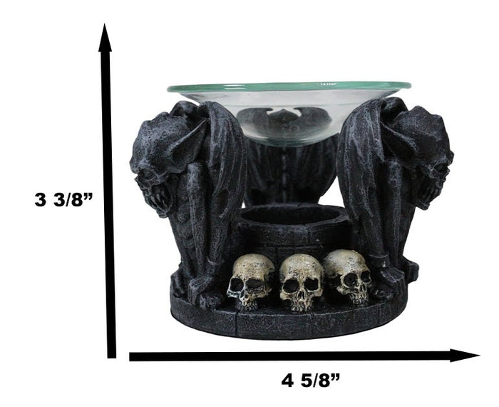 Ebros Gift Nosferatu Gothic Vampire Gargoyles With Skulls Votive Candle Heat Oil Warmer