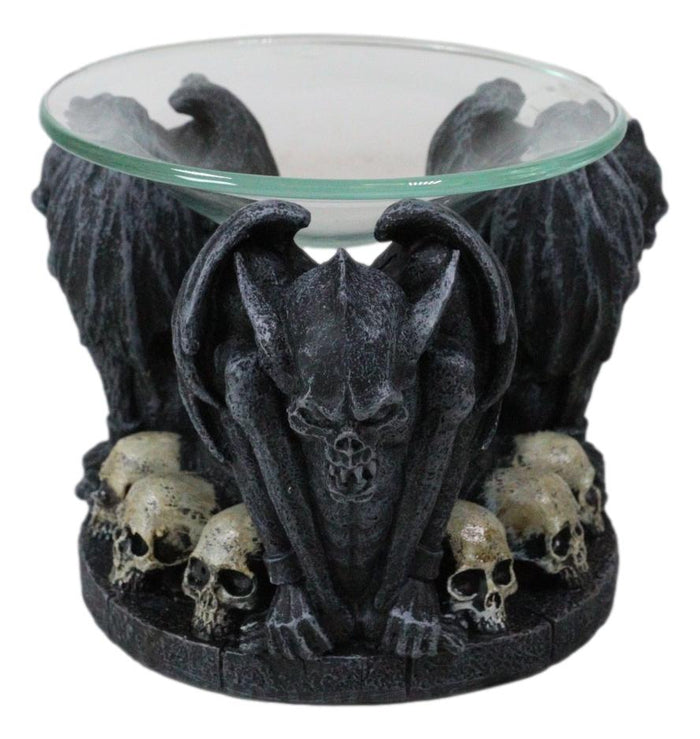 Ebros Gift Nosferatu Gothic Vampire Gargoyles With Skulls Votive Candle Heat Oil Warmer