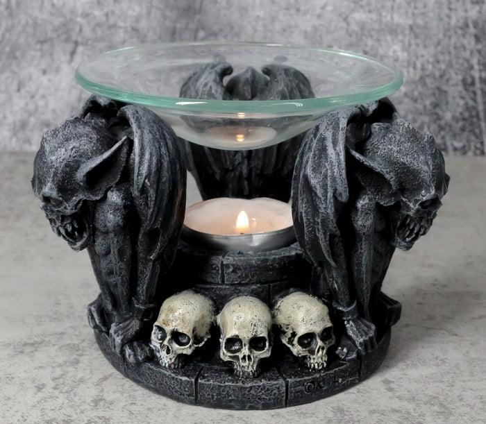 ebros gift Nosferatu Gothic Vampire Gargoyles With Skulls Votive Candle Heat Oil Warmer