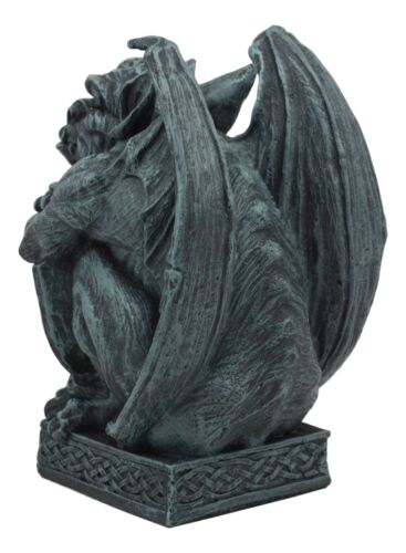 Ebros Gift Notre Dame Gargoyle With Shield Statue Crouching Gargoyle On Celtic Pedestal