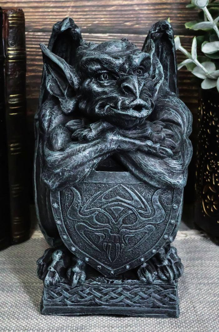 ebros gift Notre Dame Gargoyle With Shield Statue Crouching Gargoyle On Celtic Pedestal