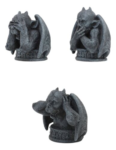 Ebros Gift Notre Dame See Hear Speak No Evil Winged Gargoyle Statue Set Of 3 Mini Gargoyles