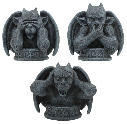 ebros gift Notre Dame See Hear Speak No Evil Winged Gargoyle Statue Set Of 3 Mini Gargoyles