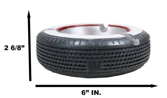 Ebros Gift Novelty American Classic Whitewall Wheel Tire Cigarette Ashtray Resin Figurine