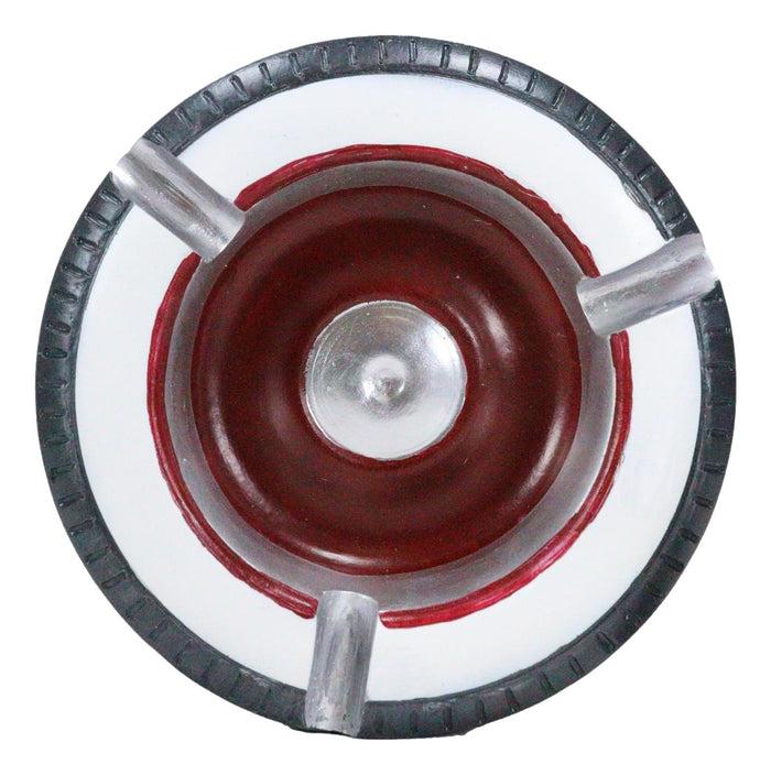 Ebros Gift Novelty American Classic Whitewall Wheel Tire Cigarette Ashtray Resin Figurine