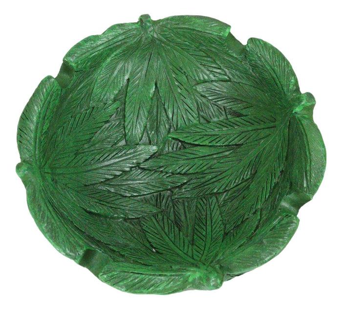 Ebros Gift Novelty Live Hippie Free Green Pot Leaf Weed Shaped Cigarette Ashtray Figurine