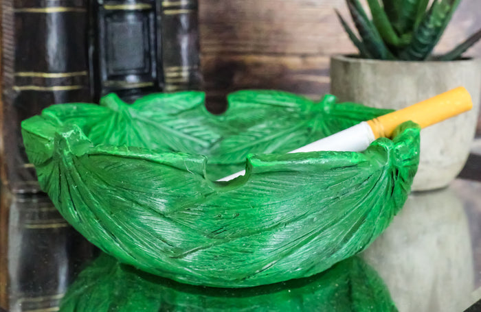 Ebros Gift Novelty Live Hippie Free Green Pot Leaf Weed Shaped Cigarette Ashtray Figurine