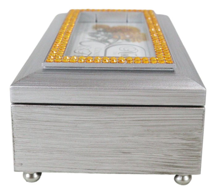 Ebros Gift November Topaz Birthstones Compassion Friendship Silver Tone Musical Trinket Box