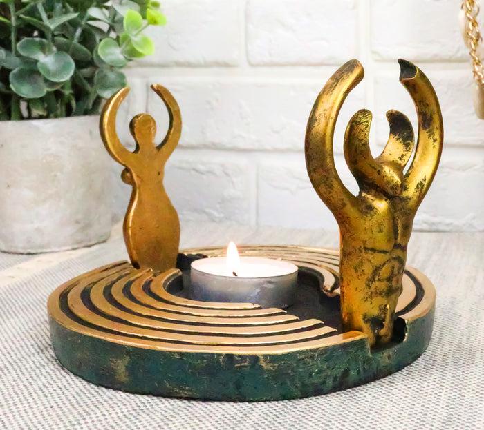 ebros gift Oberon Zell Dearinth Earth Goddess And Sky God Mini Altar Votive Candle Holder