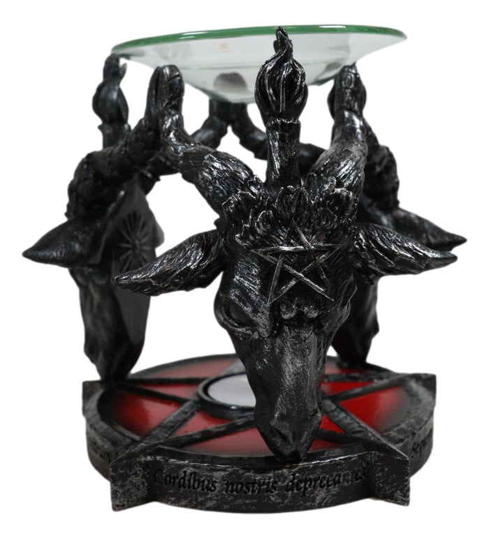 Ebros Gift Occult Baphomet Sabbatic Goat Skulls Pentagram Candle Oil Tart Scent Burner