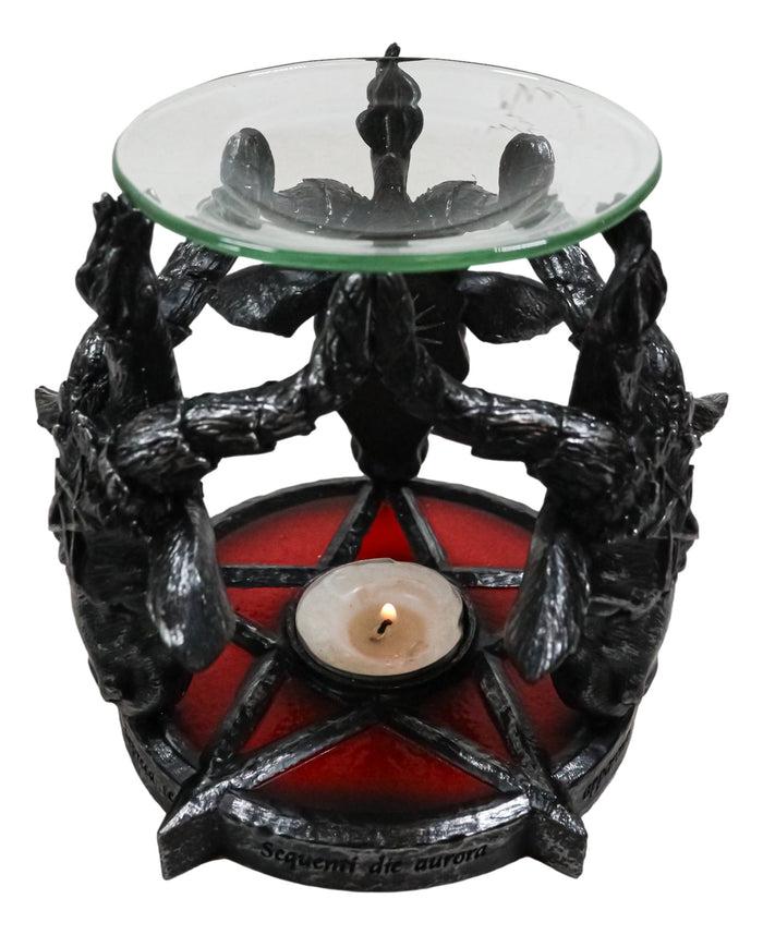 Ebros Gift Occult Baphomet Sabbatic Goat Skulls Pentagram Candle Oil Tart Scent Burner