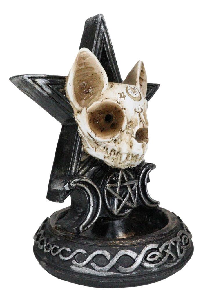 Ebros Gift Occult Ouija Cat Skull With Triple Moon And Pentagram Backflow Incense Burner