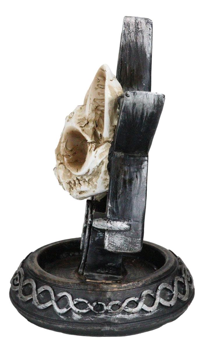 Ebros Gift Occult Ouija Cat Skull With Triple Moon And Pentagram Backflow Incense Burner