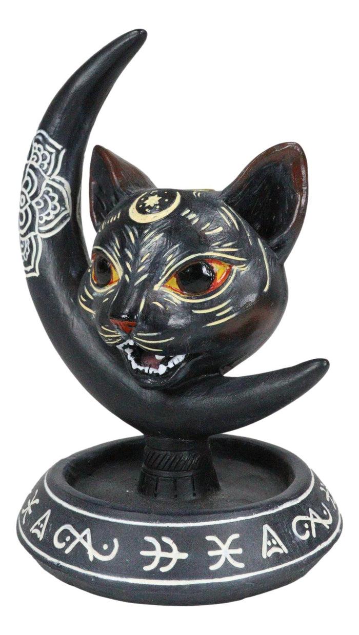 Ebros Gift Occult Wicca Sacred Geometry Black Cat Crescent Moon Backflow Incense Burner