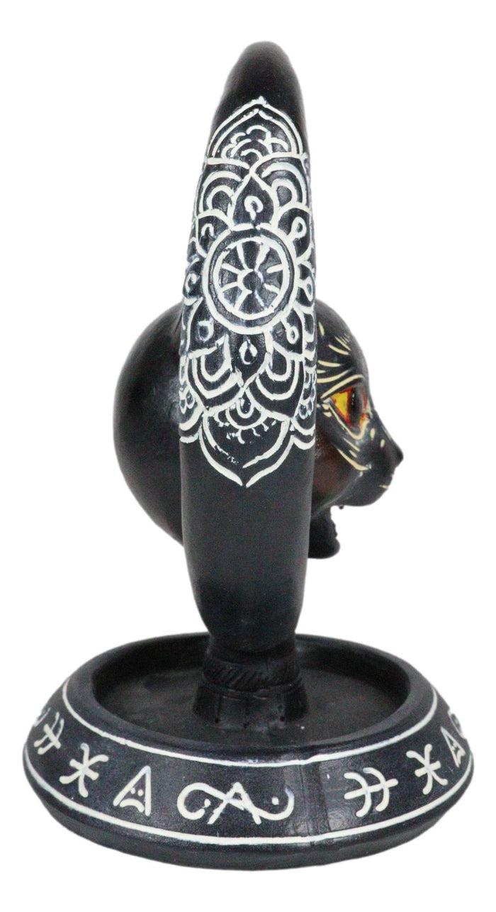 Ebros Gift Occult Wicca Sacred Geometry Black Cat Crescent Moon Backflow Incense Burner
