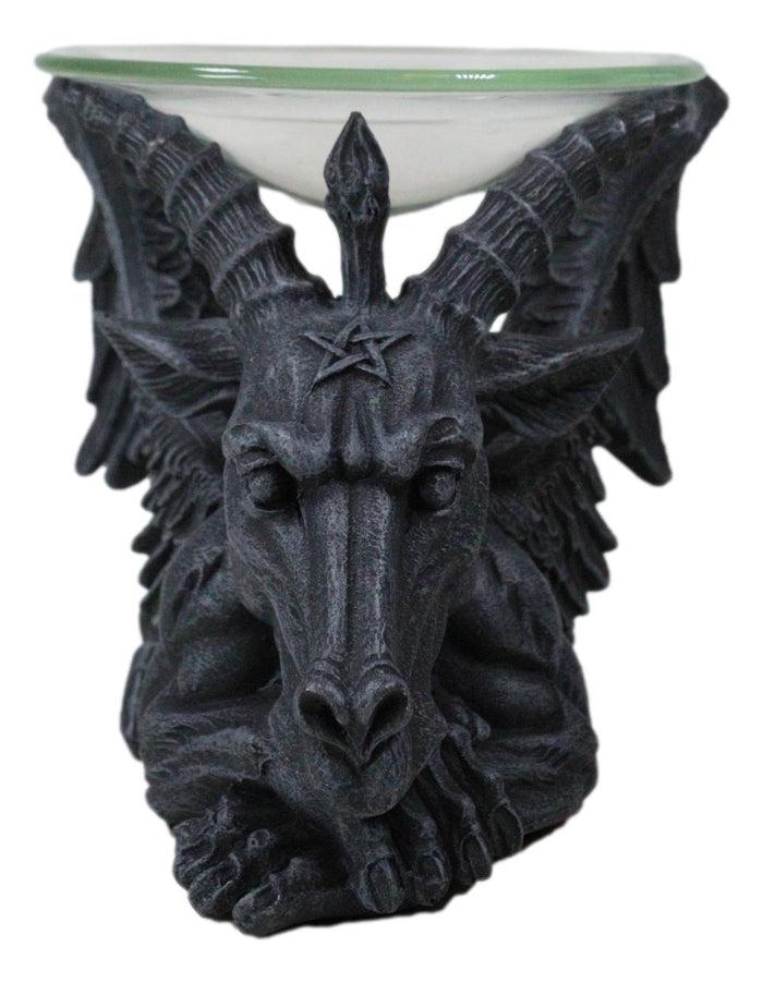 ebros gift Occult Winged Baphomet Sabbatic Goat Pentagram Candle Oil Tart Scent Burner