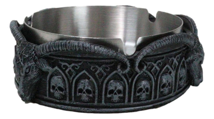 Ebros Gift Occultic Pentagram Sabbatic Goat Idol Baphomet Tomb Skulls Cigarette Ashtray
