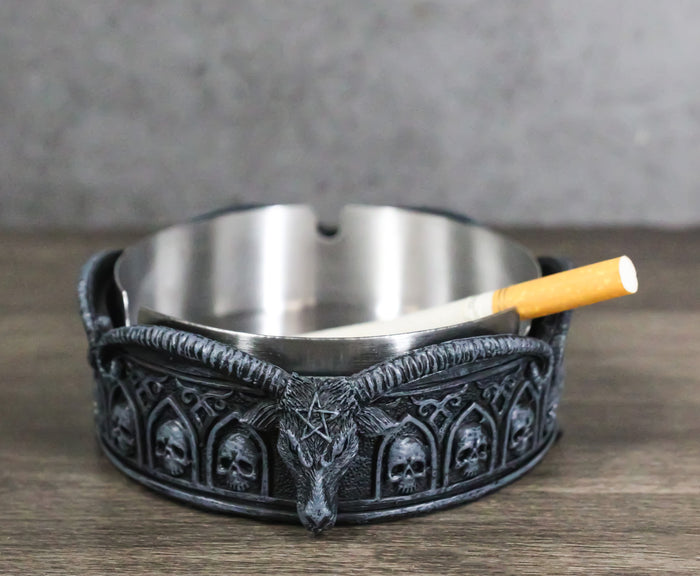 ebros gift Occultic Pentagram Sabbatic Goat Idol Baphomet Tomb Skulls Cigarette Ashtray