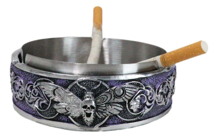 Ebros Gift Occultic Wicca Witchcraft Dark Triple Moon Death Moth Skull Cigarette Ashtray