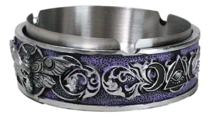 Ebros Gift Occultic Wicca Witchcraft Dark Triple Moon Death Moth Skull Cigarette Ashtray