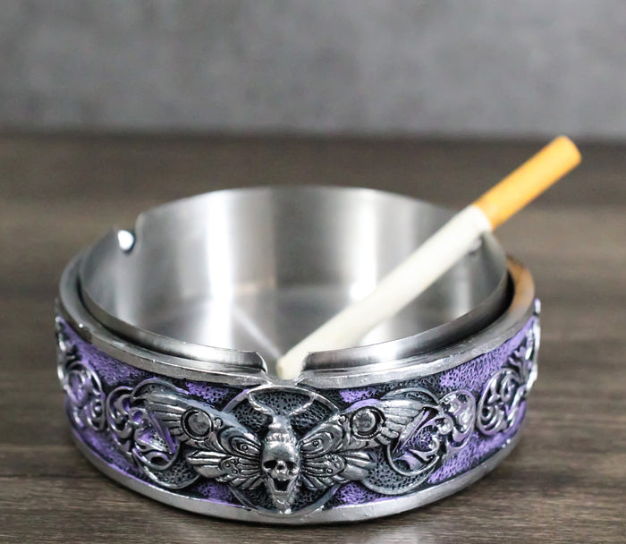ebros gift Occultic Wicca Witchcraft Dark Triple Moon Death Moth Skull Cigarette Ashtray